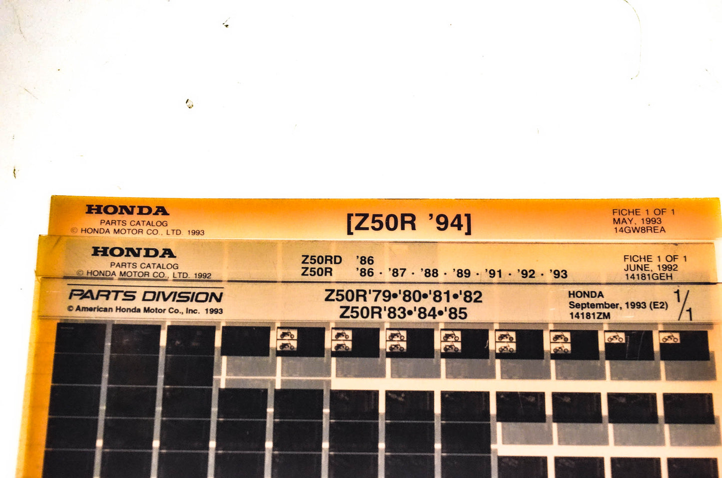 OEM Honda 14181GEH Z50R Microfiche Lot Of 3