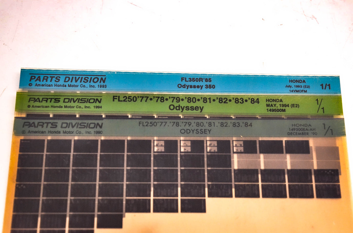 OEM Honda 14VM0FM FL250 FL350 Odyssey Microfiche Lot Of 3