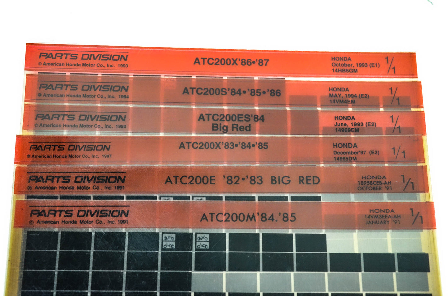 OEM Honda 14965DM ATC200 X/E/ES/M/S Microfiche Lot Of 6