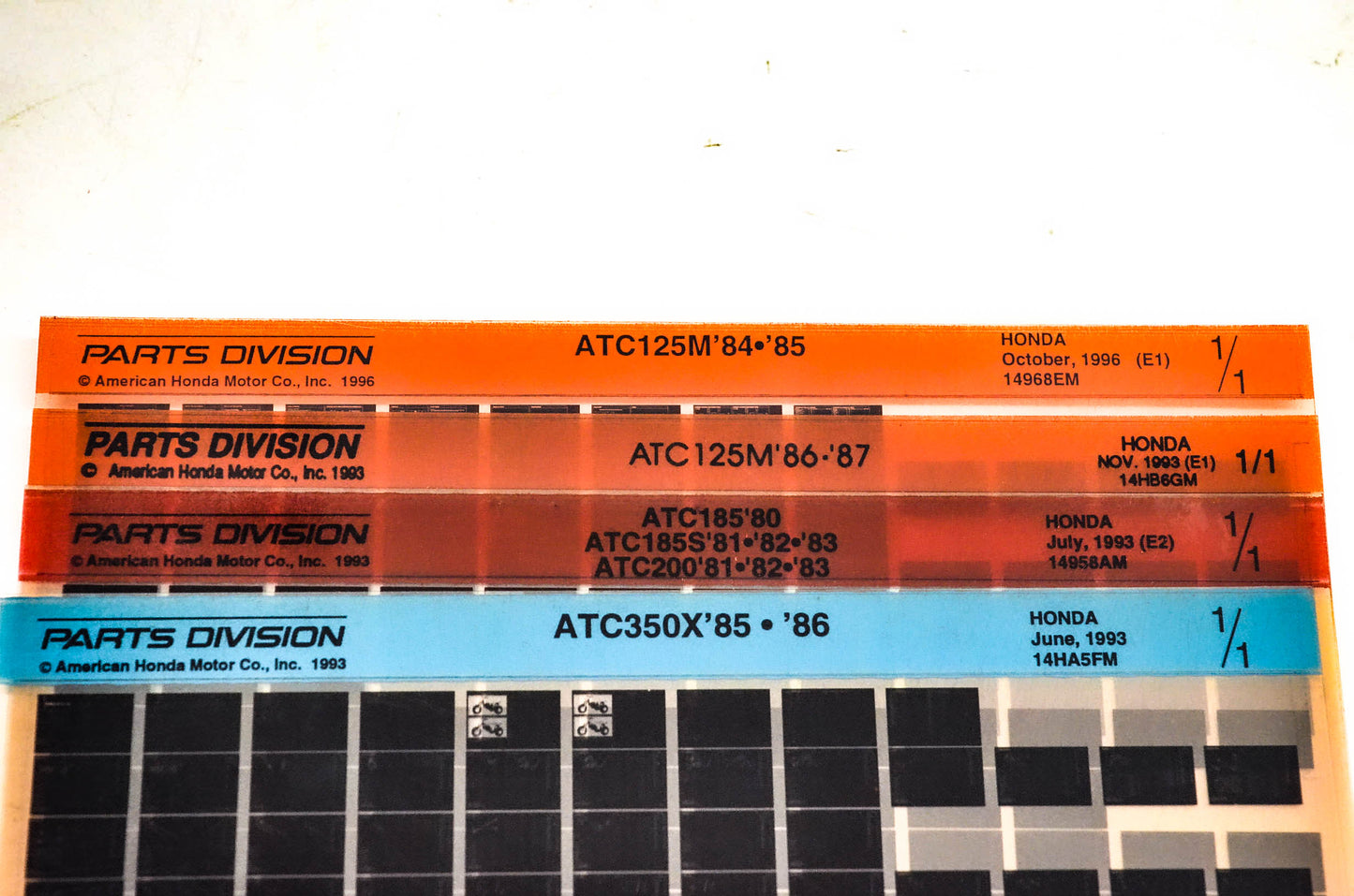OEM Honda ATC185 S ATC200 ATC125M ATC350X Microfiche Lot Of 4