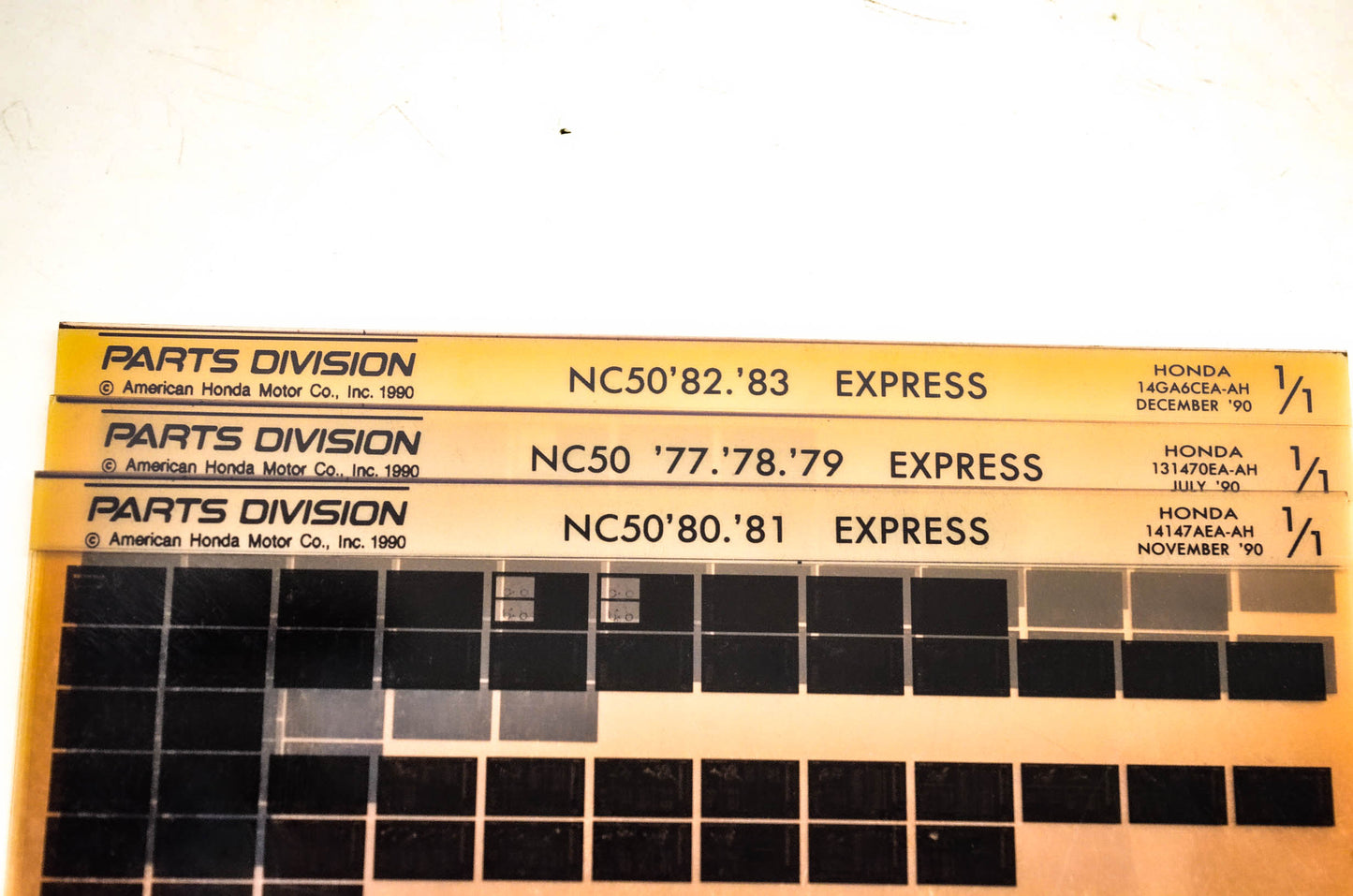 OEM Honda NC50 Express 1977-83 Microfiche Lot Of 3