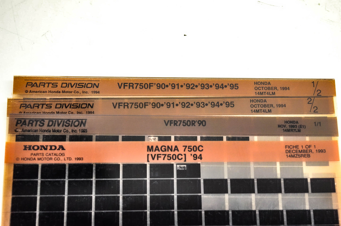 OEM Honda 14MZ5REB VF750C VFR750R VFR750F Microfiche Lot Of 4