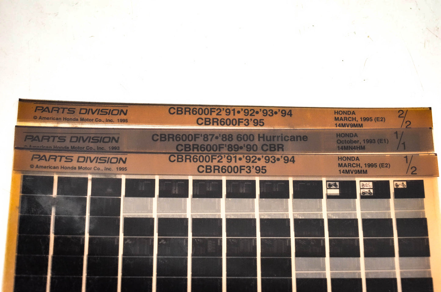 OEM Honda 14MN4HM CBR600F//F2/F3 Microfiche Lot Of 3