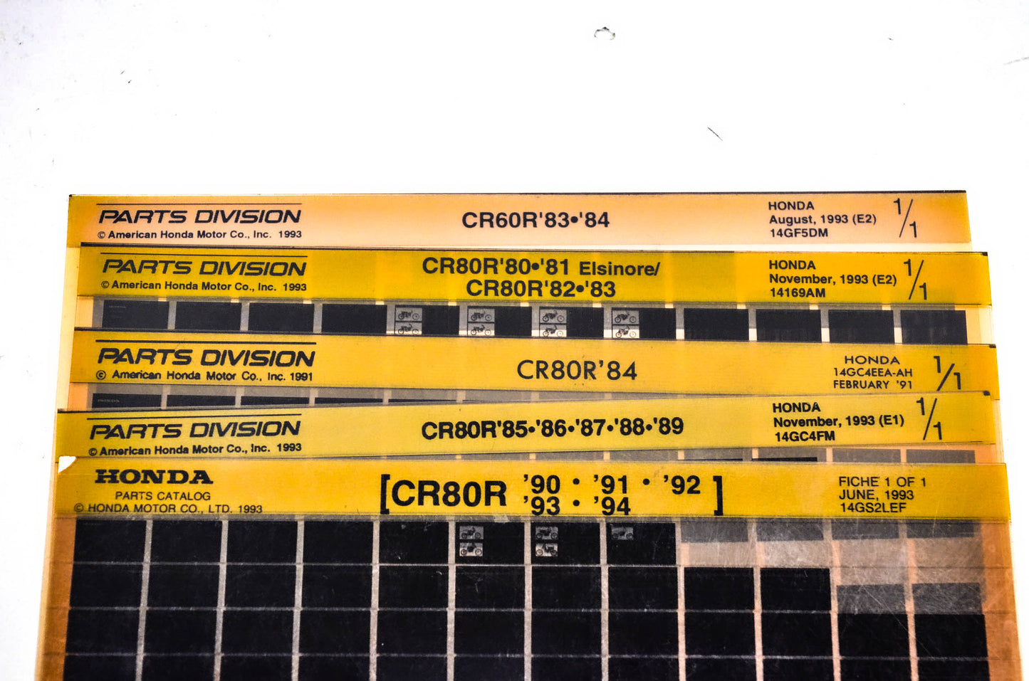 OEM Honda 14GF5DM CR60R CR80R Microfiche Lot Of 5