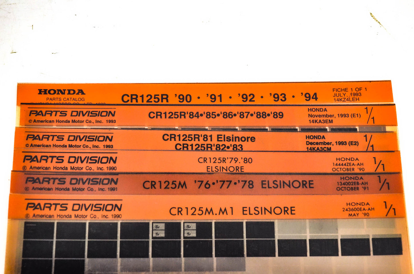 OEM Honda 14KA3CM CR125R CR125M/M1 Microfiche Lot Of 6