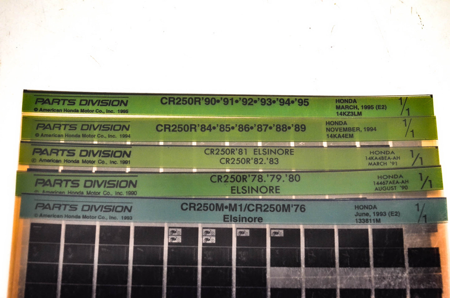 OEM Honda 133811M CR250/R/M/M1 Microfiche Lot Of 5