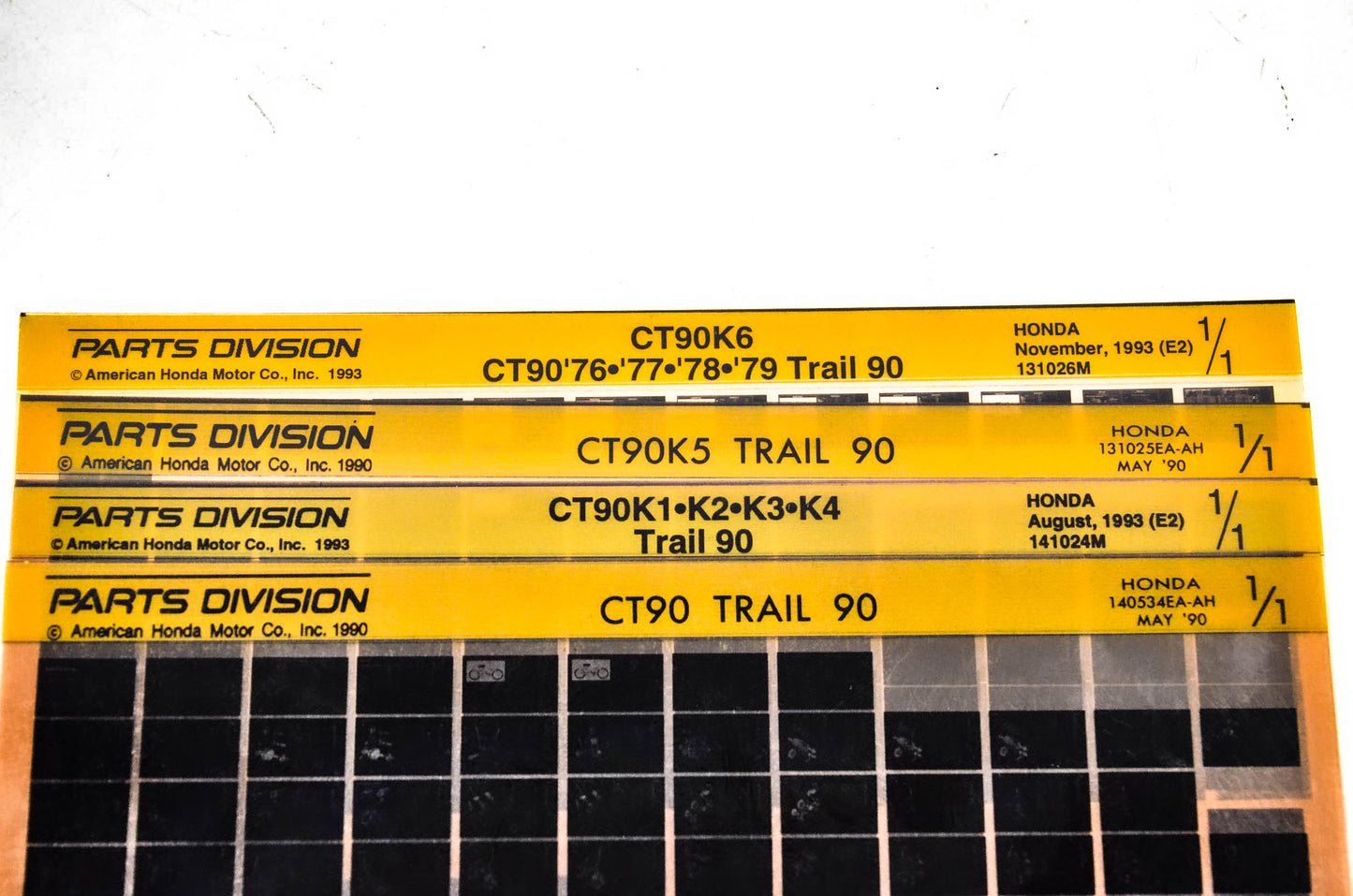 OEM Honda CT90 K1/K2/K3/K4/K5/K6 Trail 90 Microfiche Lot Of 4