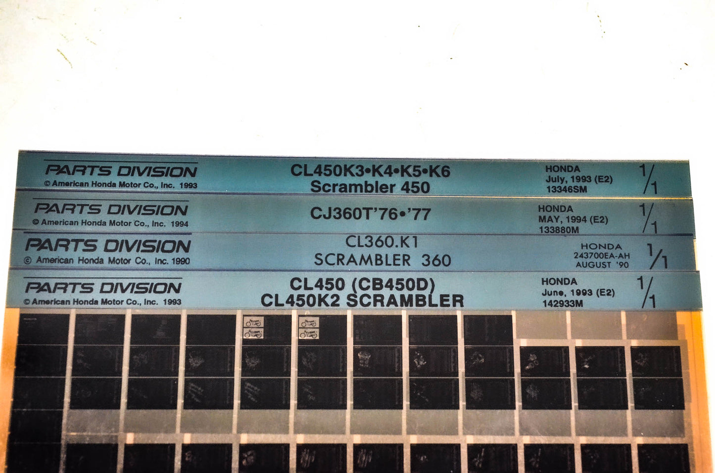 OEM Honda CJ360T CL360 CL450 CB450D CL450 Microfiche Lot Of 4
