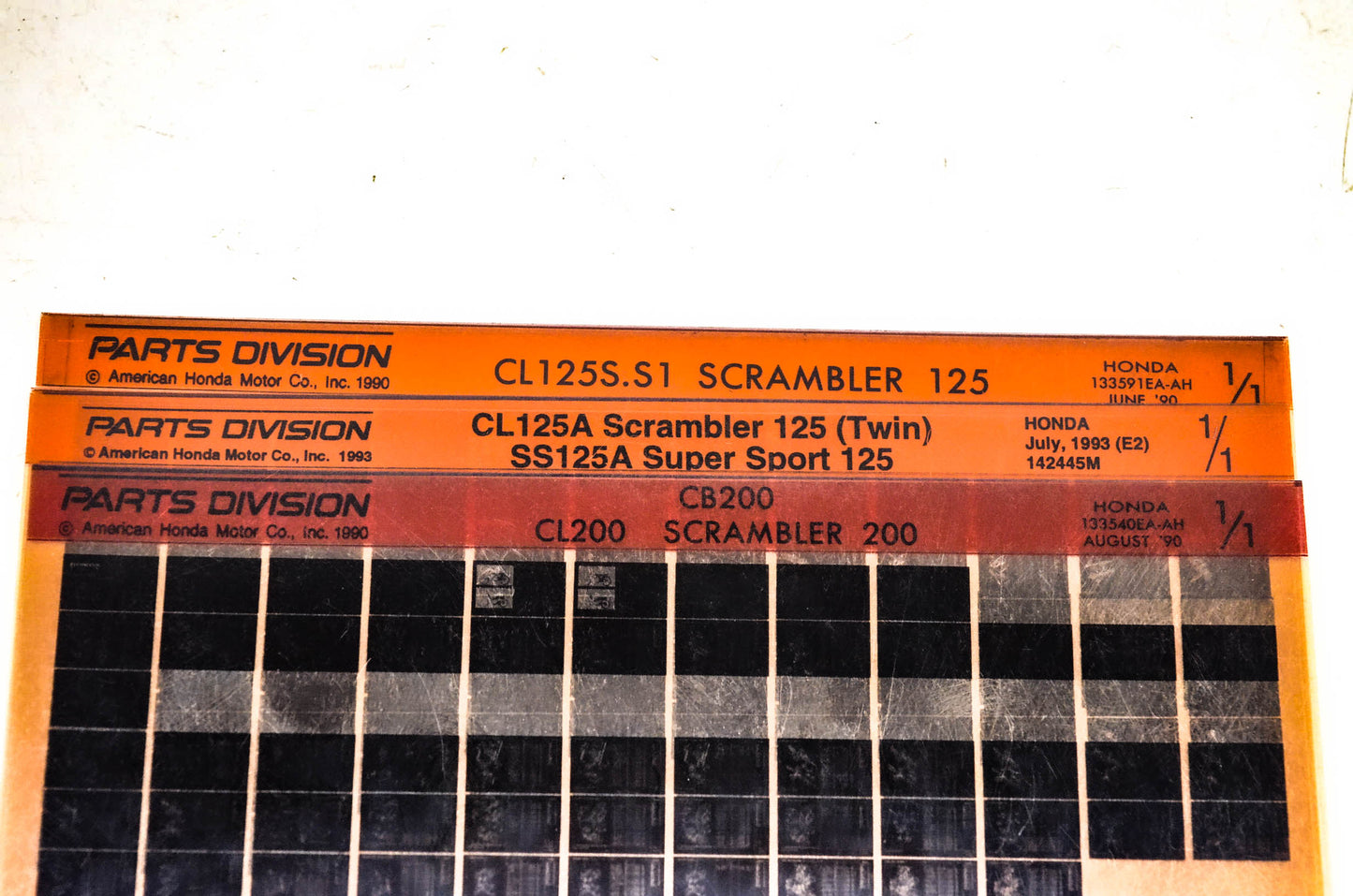 OEM Honda CL125S/A CL200 CB200 SS125A Microfiche Lot Of 3