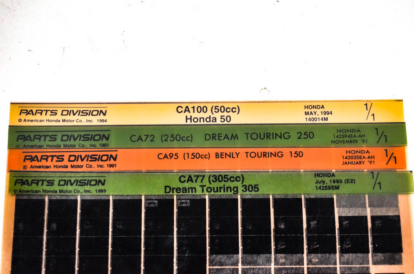 OEM Honda 142594EA-AH CA72 CA77 CA95 CA100 Microfiche Lot Of 4