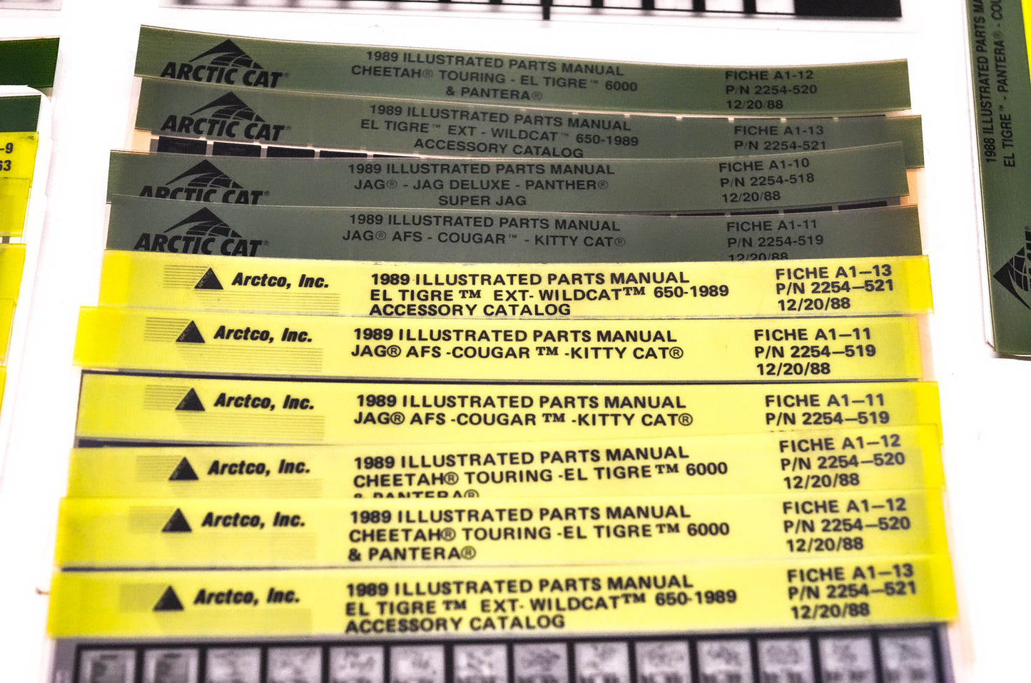 OEM Arctic Cat 1980-1989 Microfiche Lot Of 63