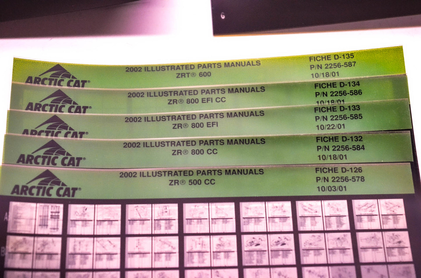 OEM Arctic Cat 2002 Microfiche Lot Of 40