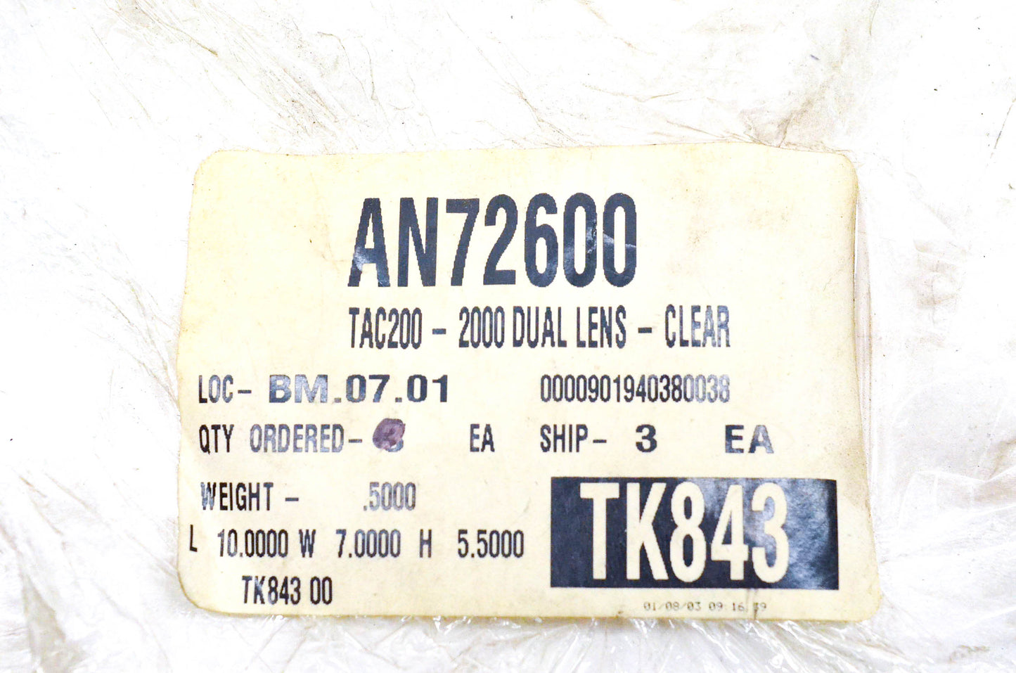 Anstun TK843, 7260C, AN72600 TAC200-2000 Dual Lens Clear Shield NOS