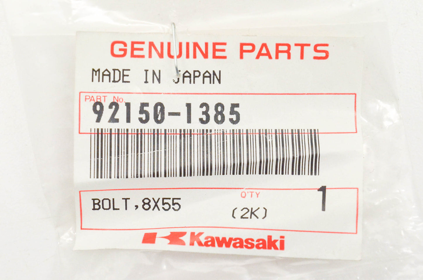 New OEM Kawasaki 92150-1385 Bolt 8x55 NOS