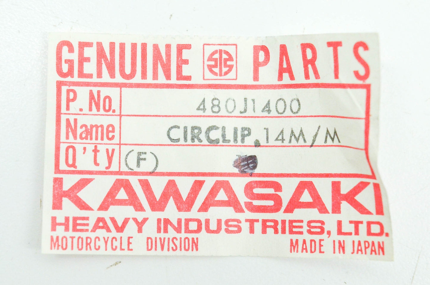 New OEM Kawasaki 480J1400 Circlip NOS