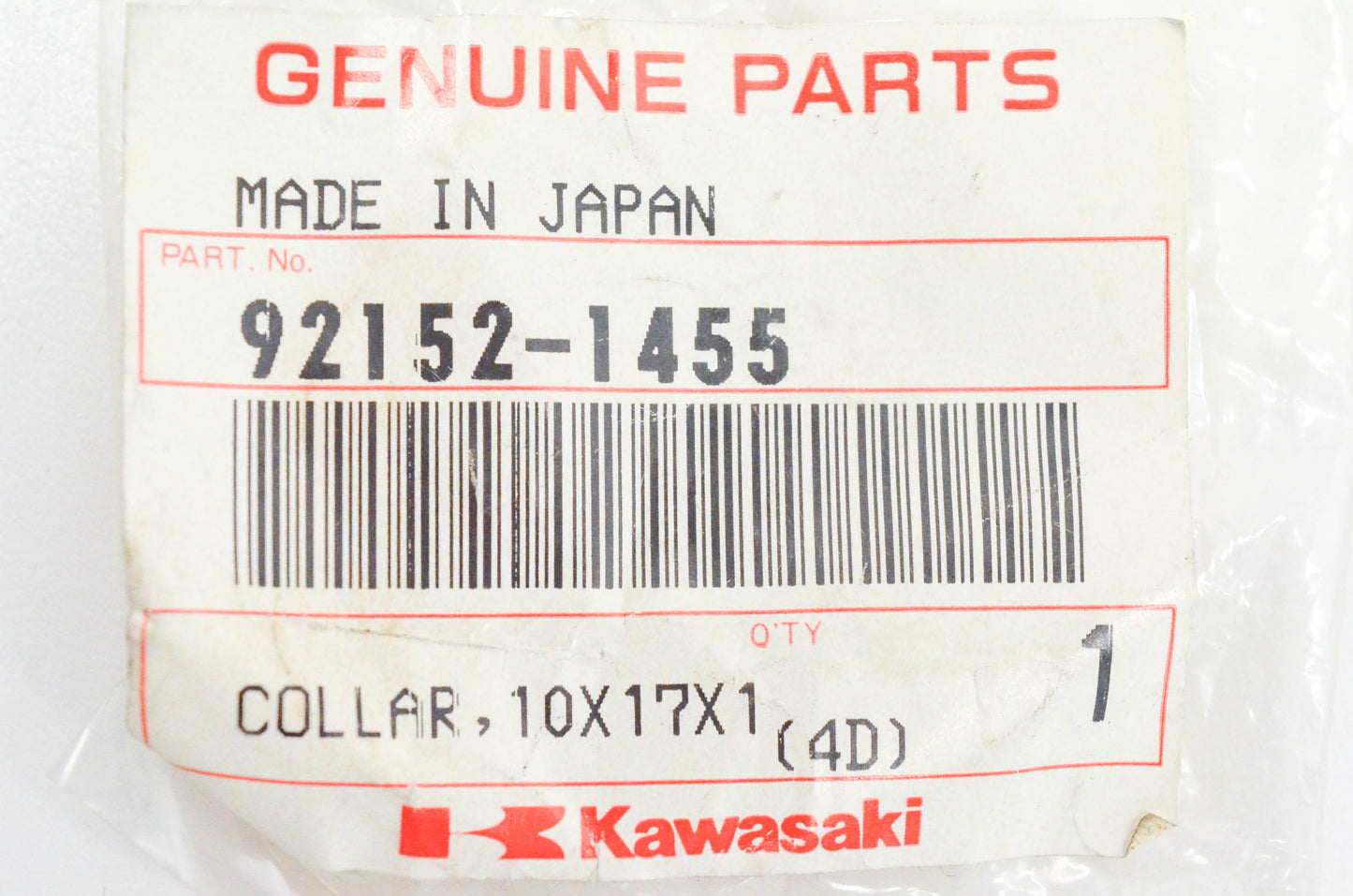 New OEM Kawasaki 92152-1455 Collar 10x17x1 NOS