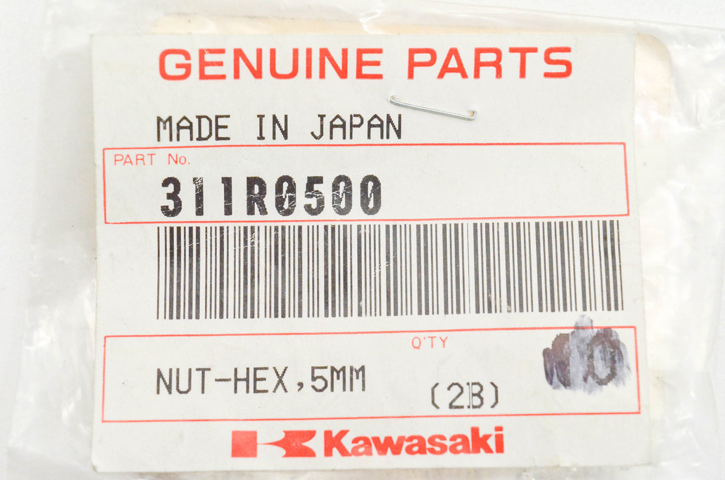 New OEM Kawasaki 311R0500 Hex Nut 5mm Qty 2 NOS