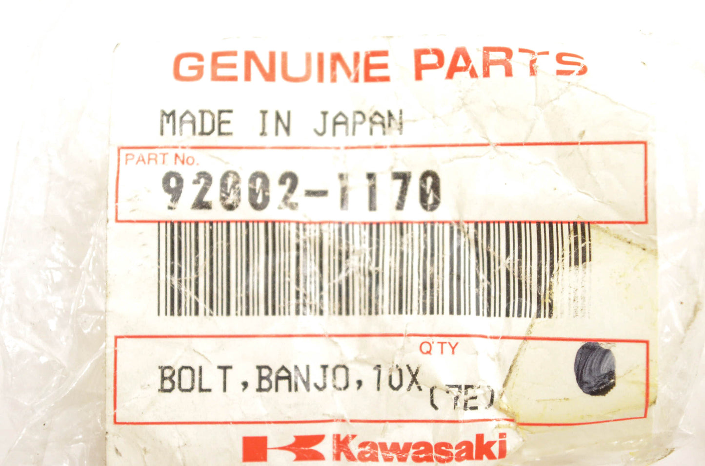 New OEM Kawasaki 92002-1170 Banjo Bolt NOS