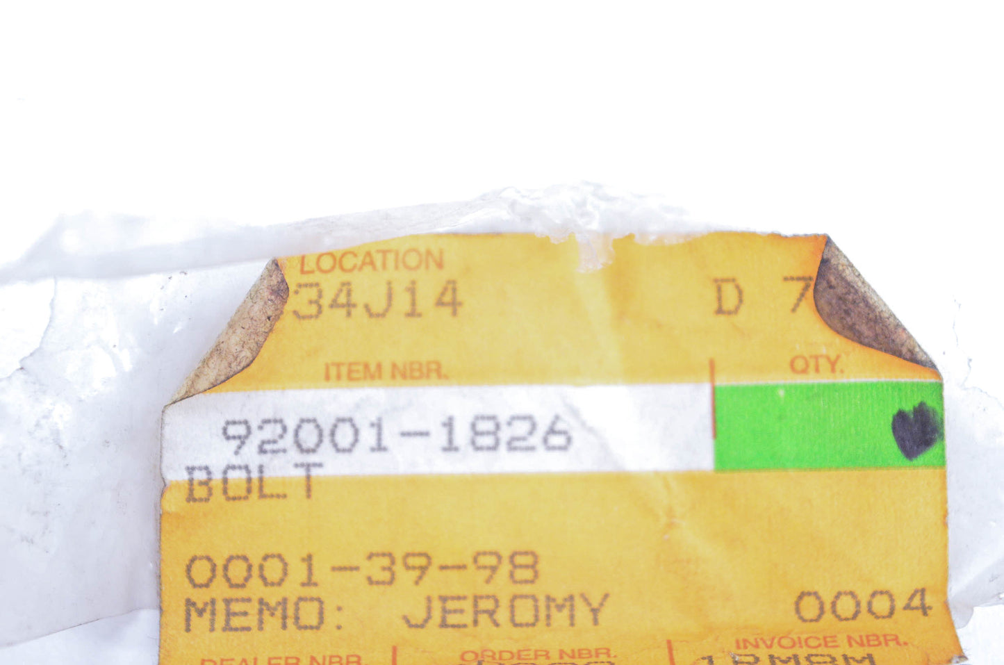 New OEM Kawasaki 92001-1826 Bolt NOS