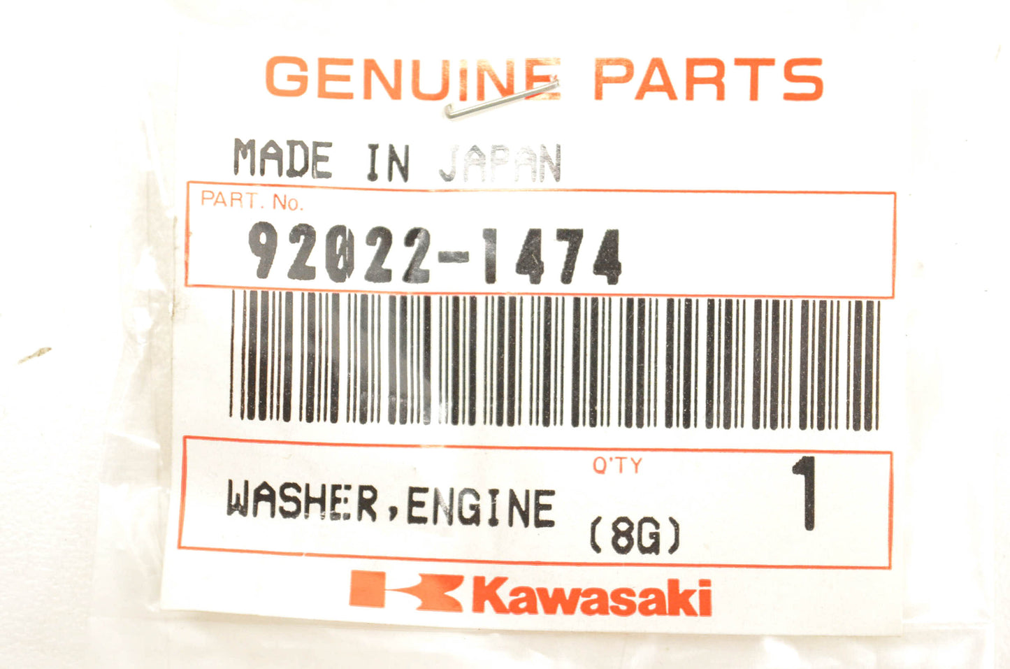 New OEM Kawasaki 92022-1474 Engine Washer NOS