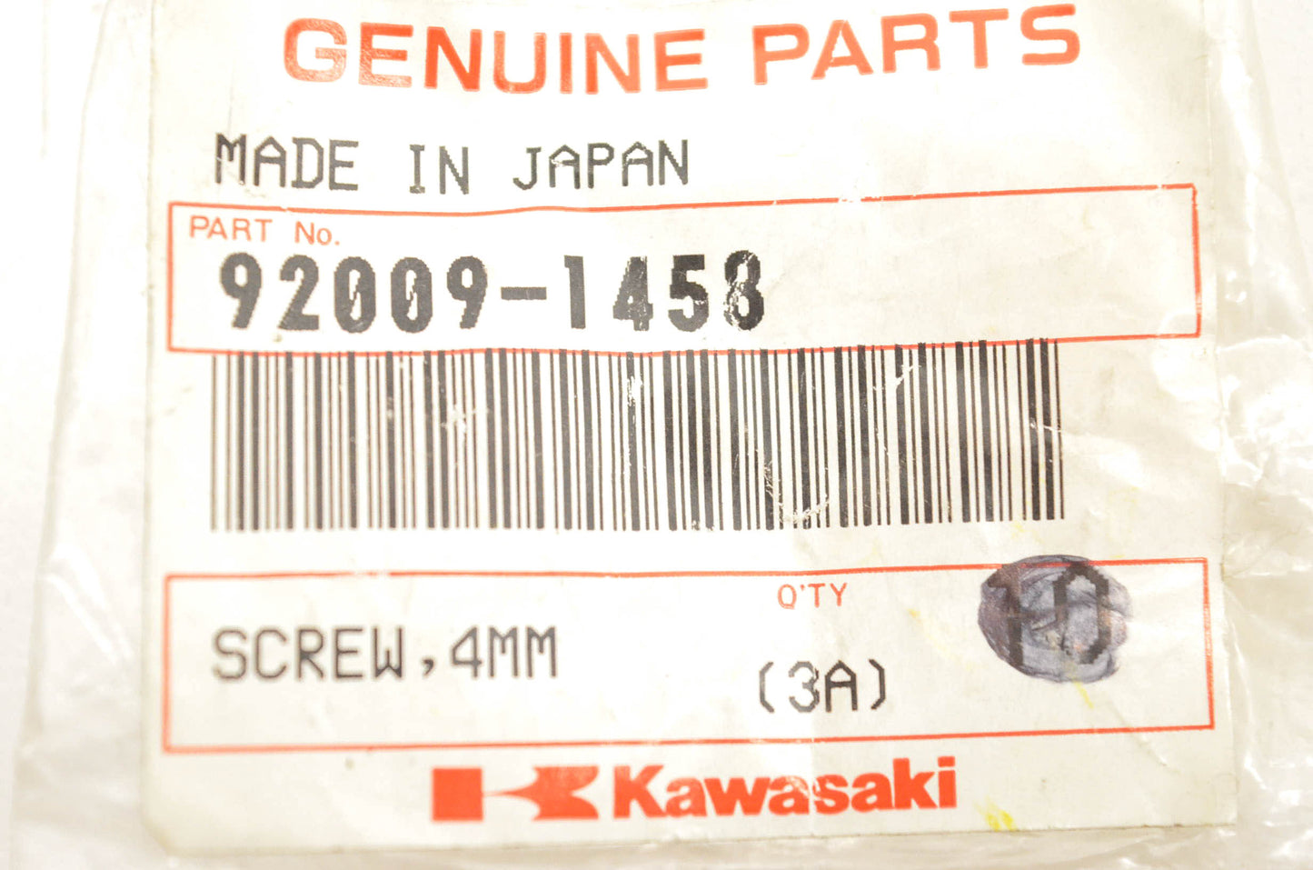 New OEM Kawasaki 92009-1458 Screw Qty 2 NOS