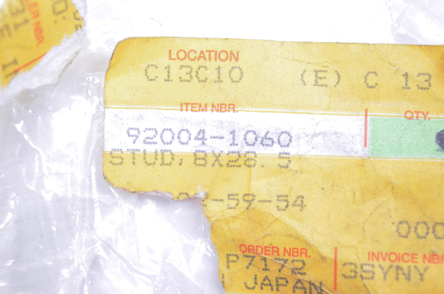 New OEM Kawasaki 92004-1060 Stud Bolt NOS
