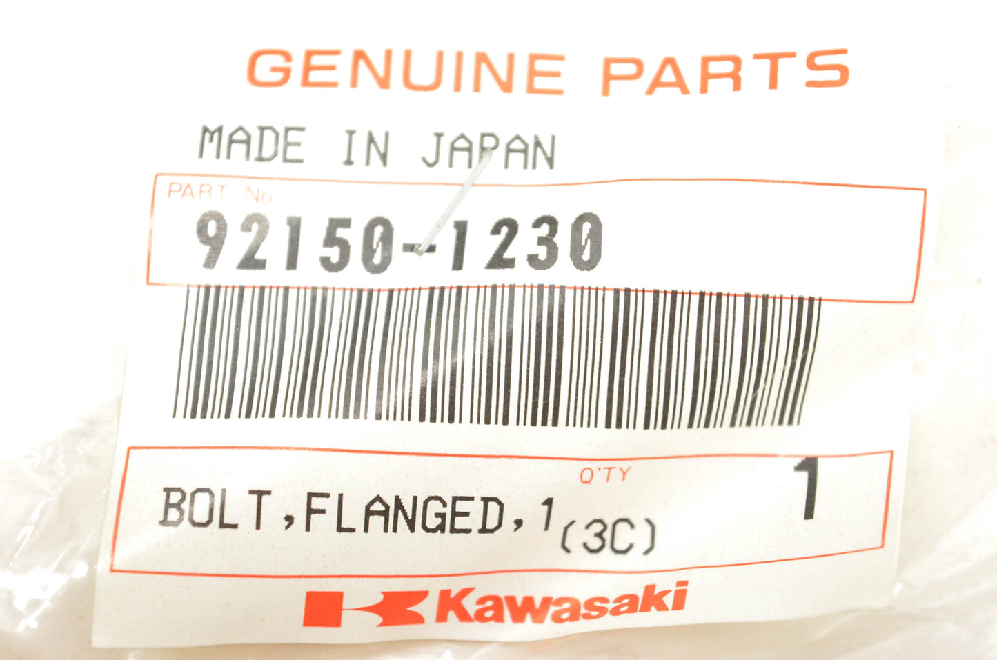 New OEM Kawasaki 92150-1230 Flanged Bolt NOS