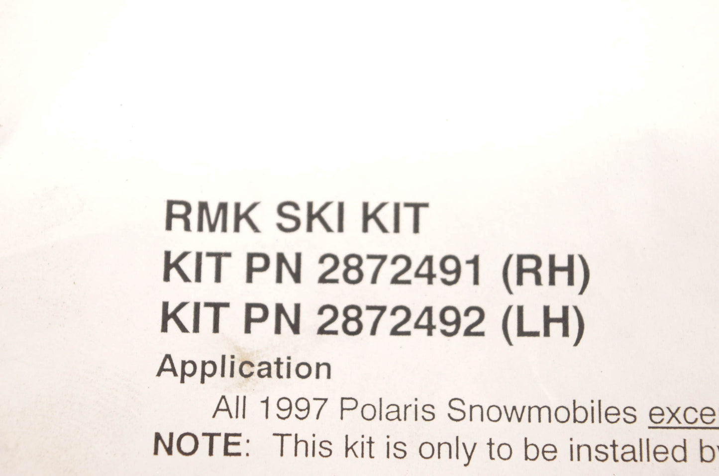 New OEM Polaris 2872491, 2872492 RMK Ski Kit NOS