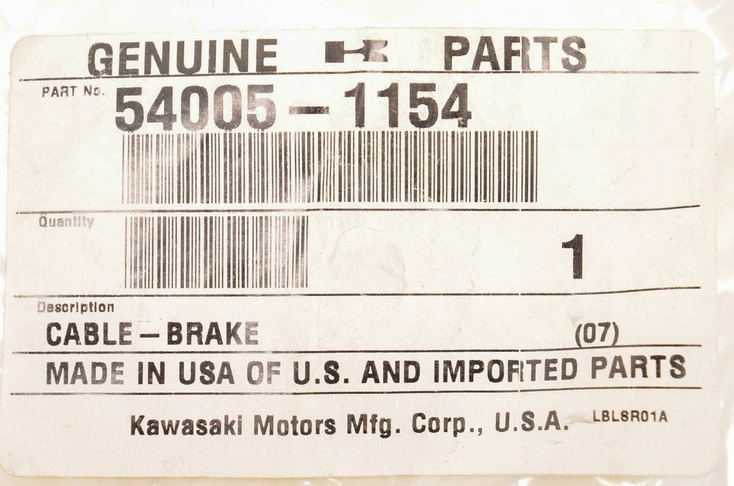 New OEM Kawasaki 54005-1154 Brake Cable NOS