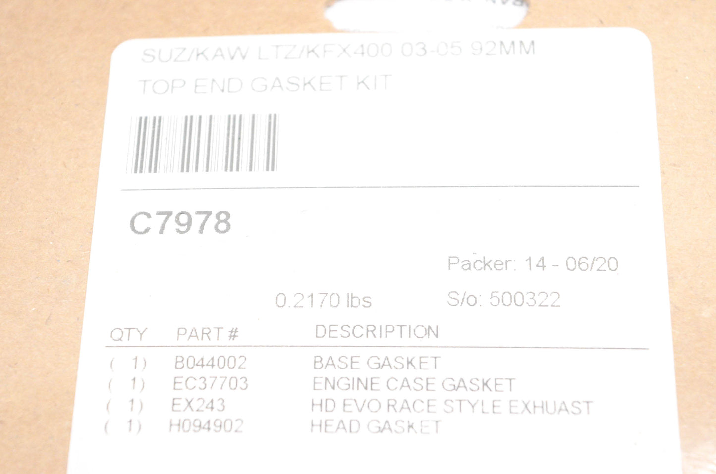 Cometic C7978 Top End Gasket Kit NOS