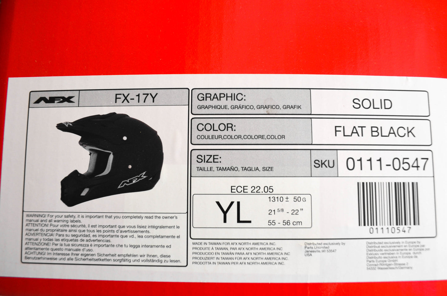 AFX FX-17Y Helmet Matte Black Youth Large NOS