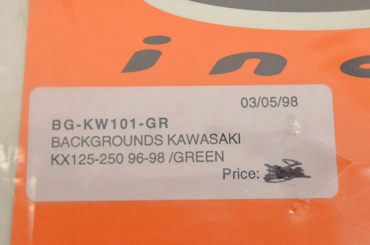One Industries BG-KW101-GR Pre Cut Number Plate Backgrounds Green NOS