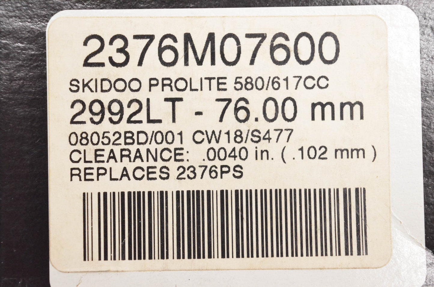 Wiseco 2376M07600, 2992LT Piston Kit NOS