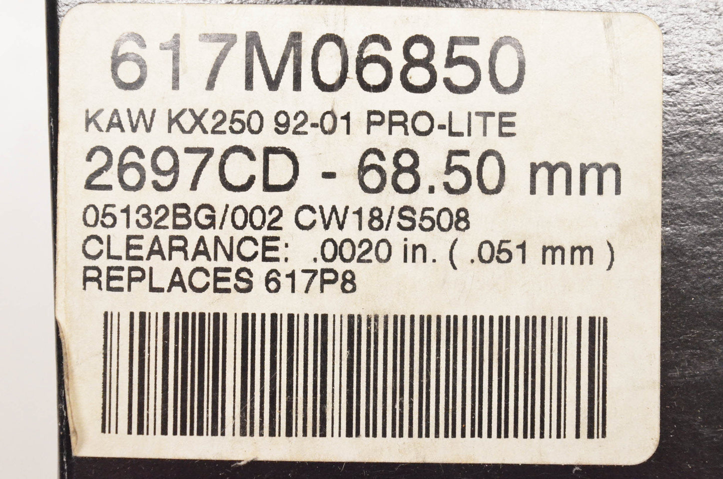 Wiseco 617M06850 Piston Kit NOS