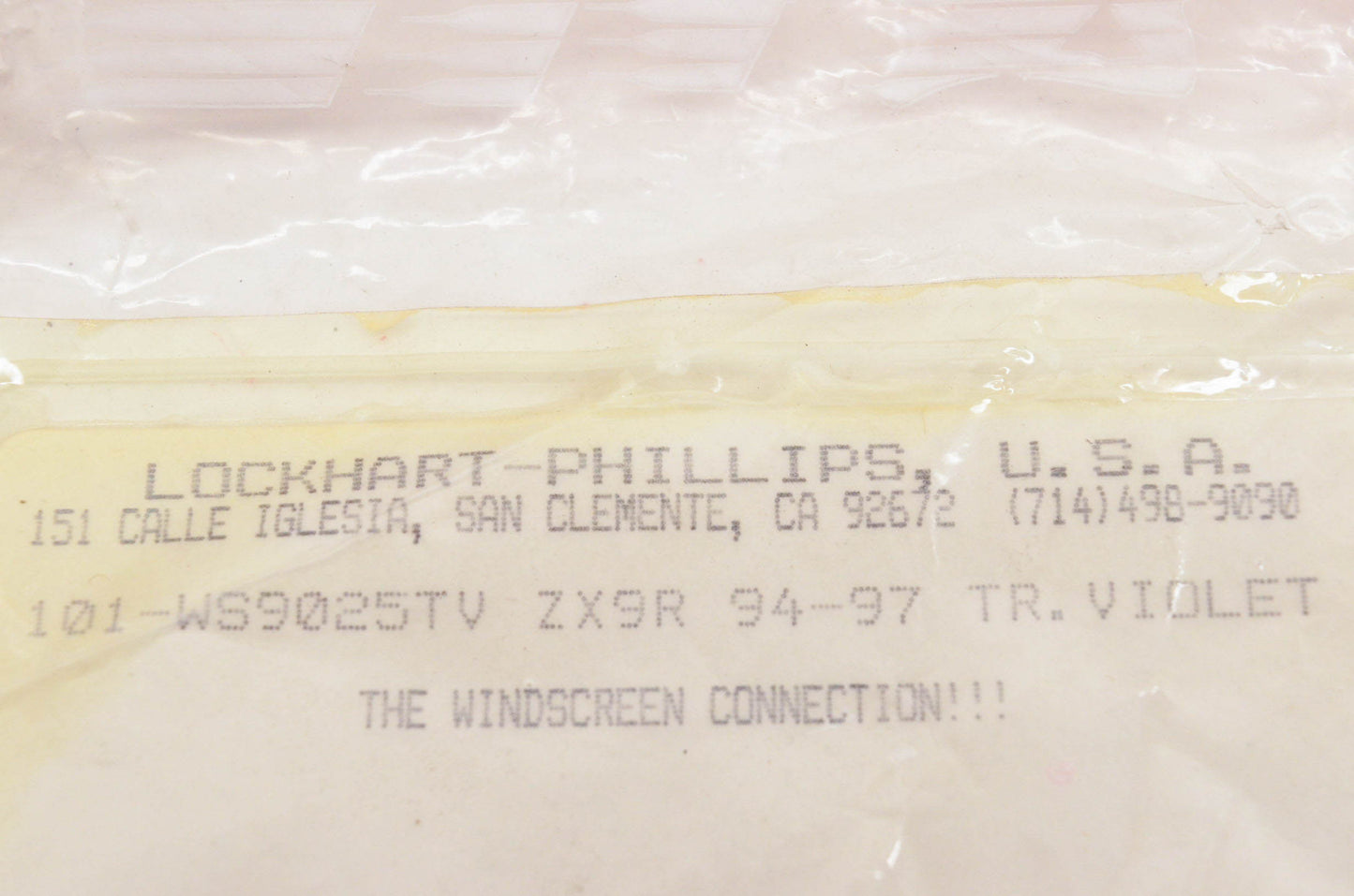 Lockhart Phillips 101-WS9025TV Windshield Violet/Purple NOS