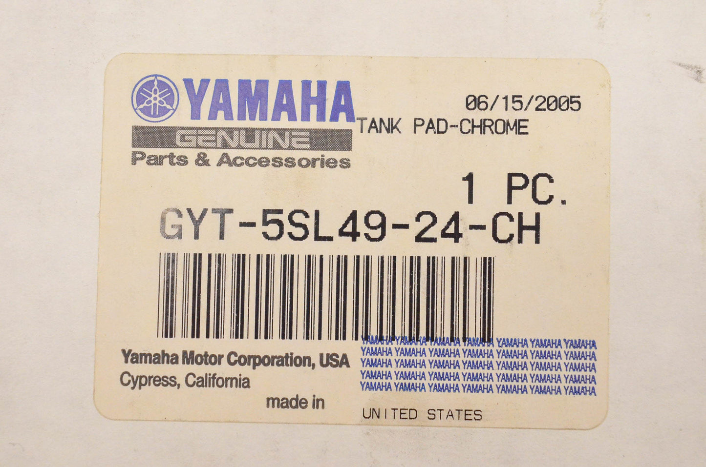 New OEM Yamaha GYT-5SL49-24-CH Chrome Tank Protector NOS