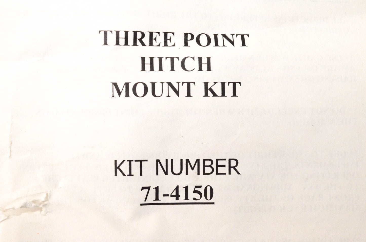 Cycle Country 71-4150 Three Point Mount Kit NOS