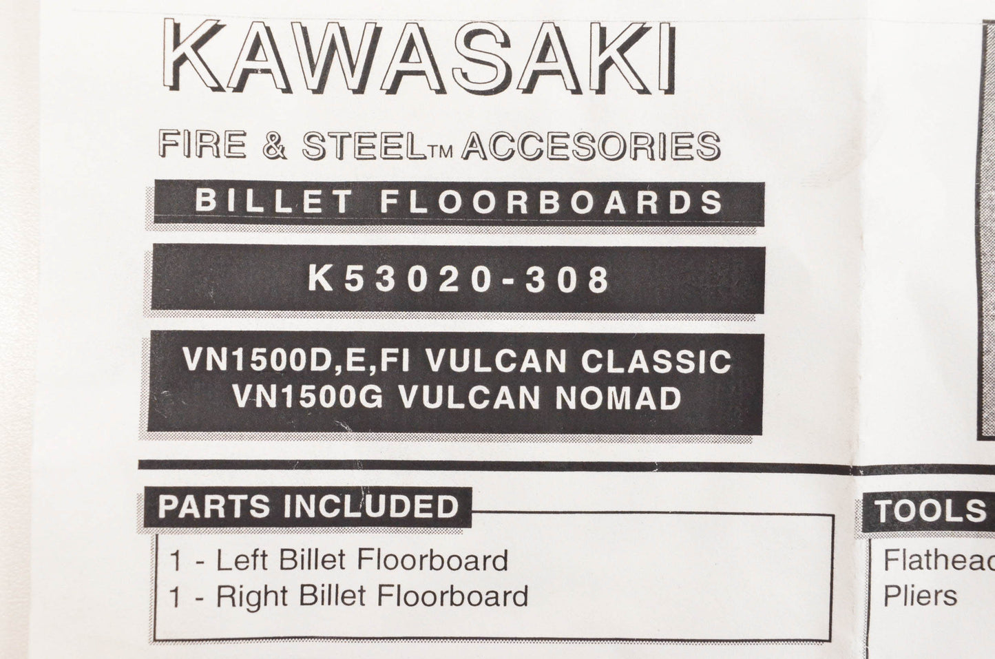 New OEM Kawasaki K53020-308 California Billet Floorboard Kit NOS