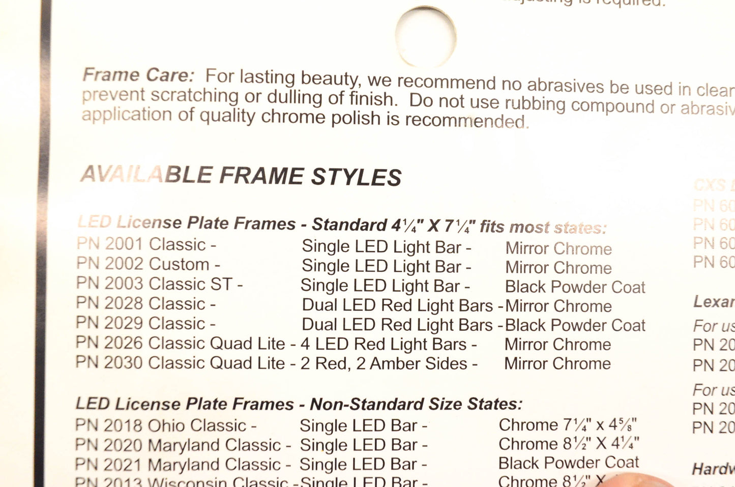 SDC 2001 Standard Classic Single LED Chrome License Plate Frame NOS