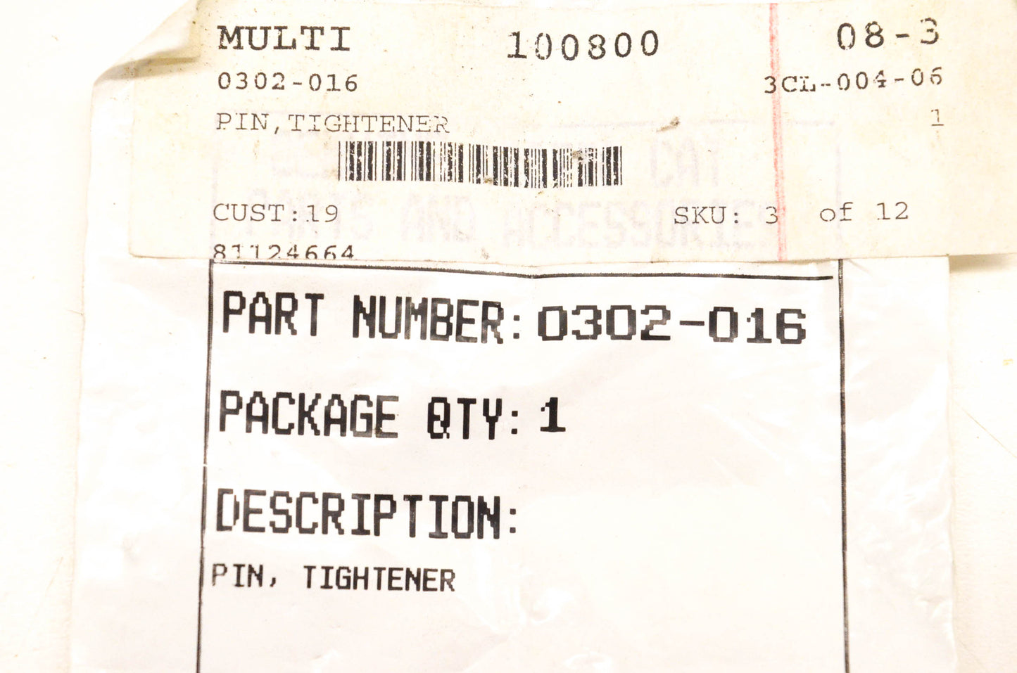 New OEM Arctic Cat 0302-016 Silver Tightener Pin NOS