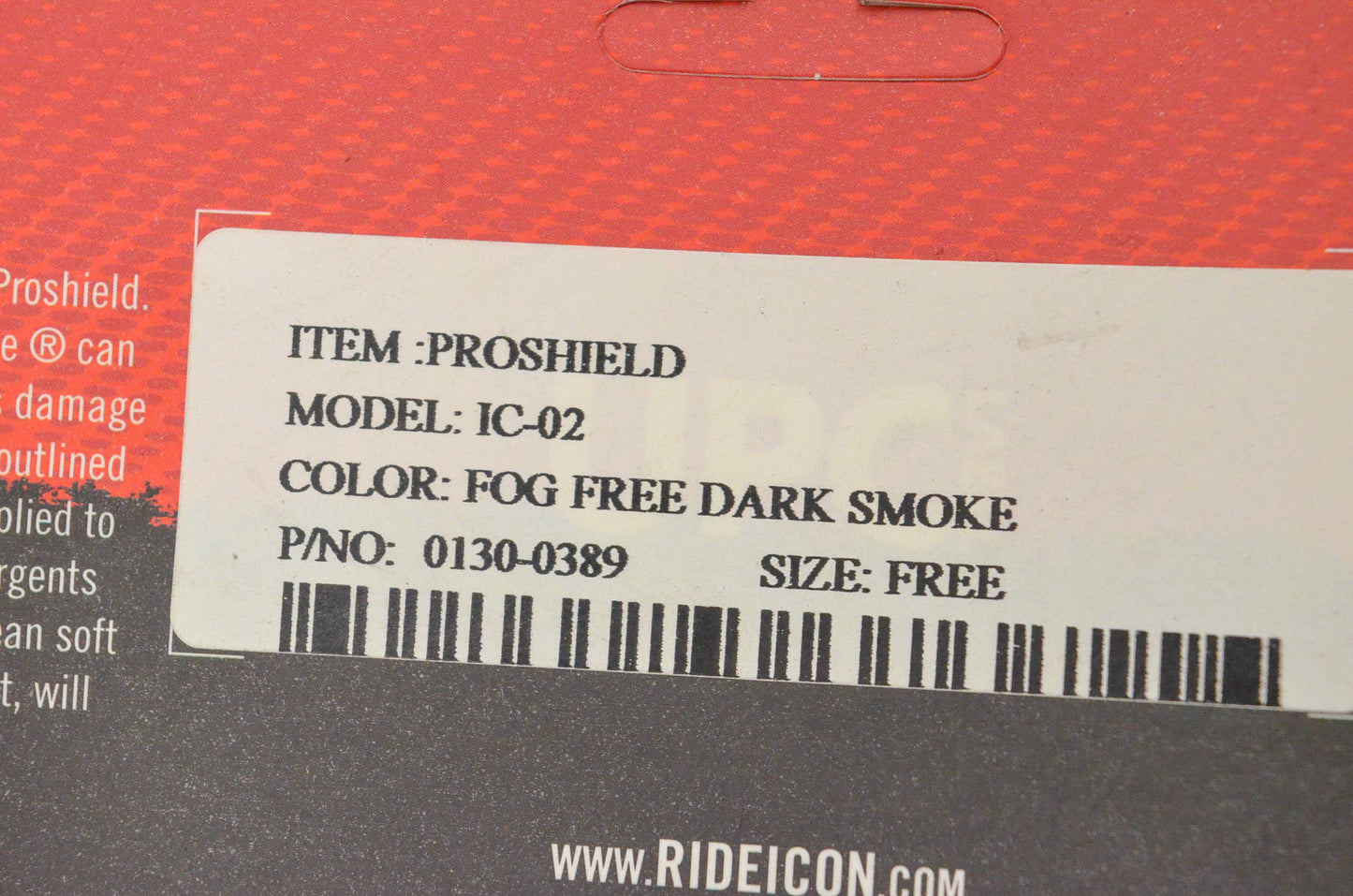 Icon 0130-0389 Proshield Fog Free Dark Smoke NOS