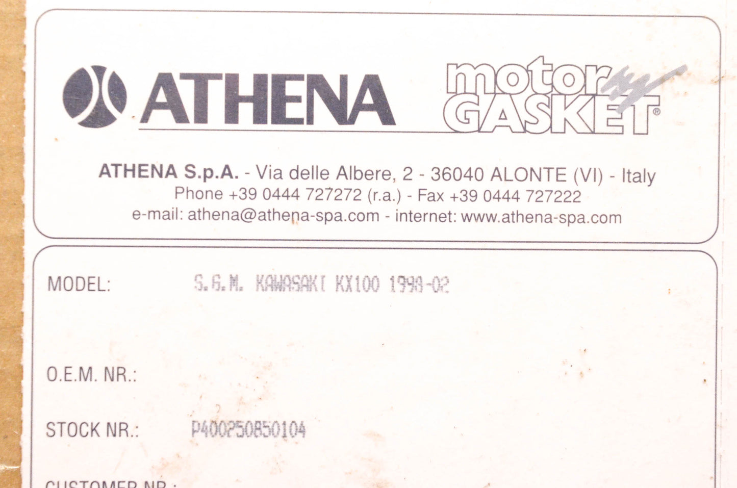 Athena P400250850104 Gasket Kit NOS