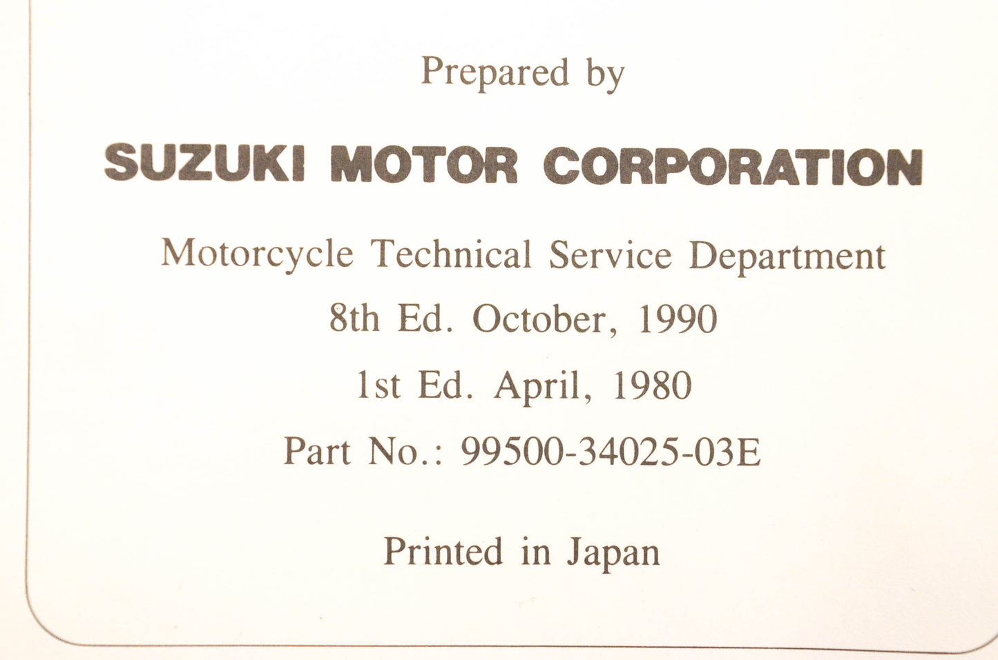 OEM Suzuki 99500-34025-03E GS450 Service Manual