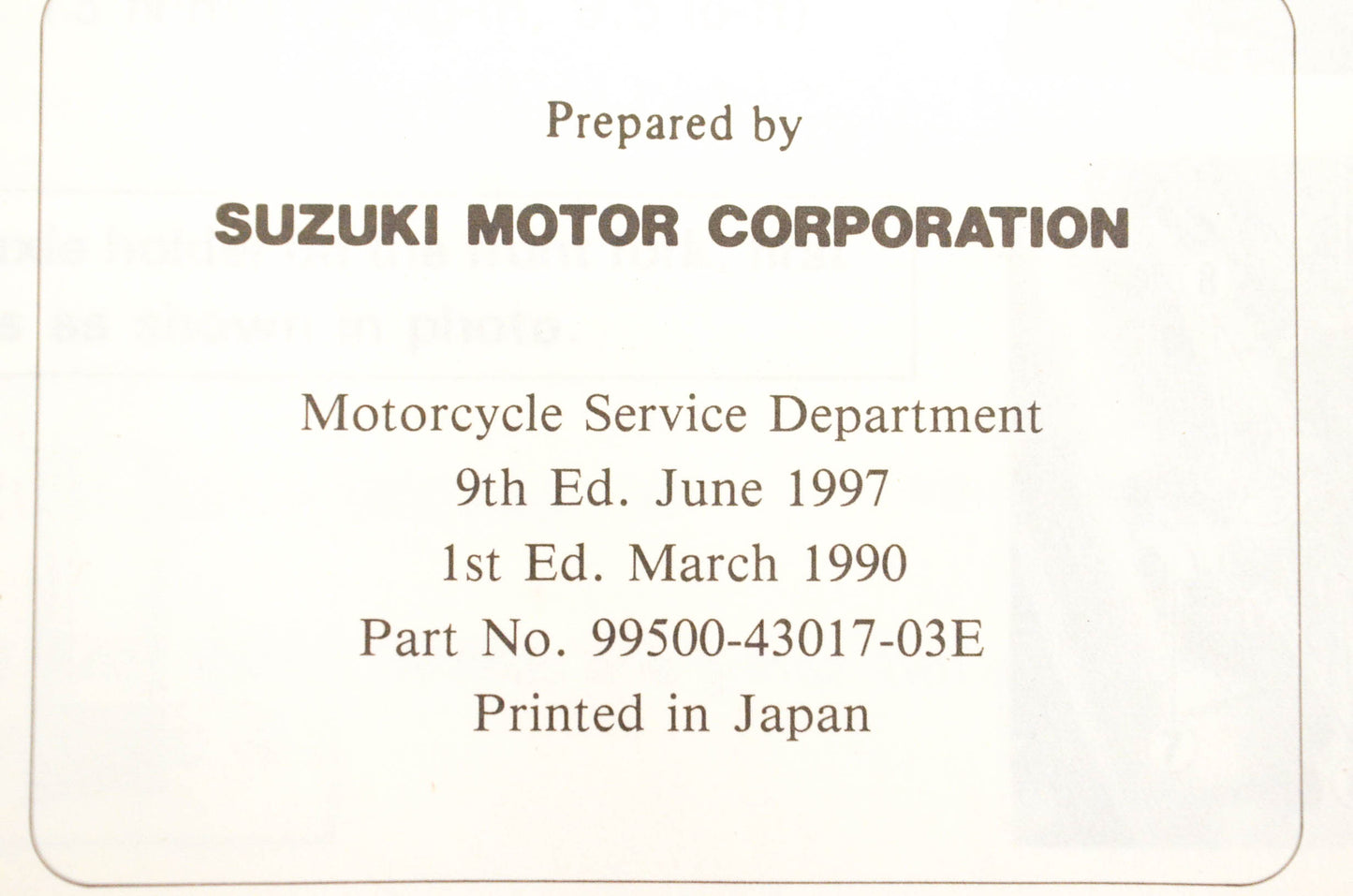 OEM Suzuki 99500-43017-03E DR350/350S Service Manual