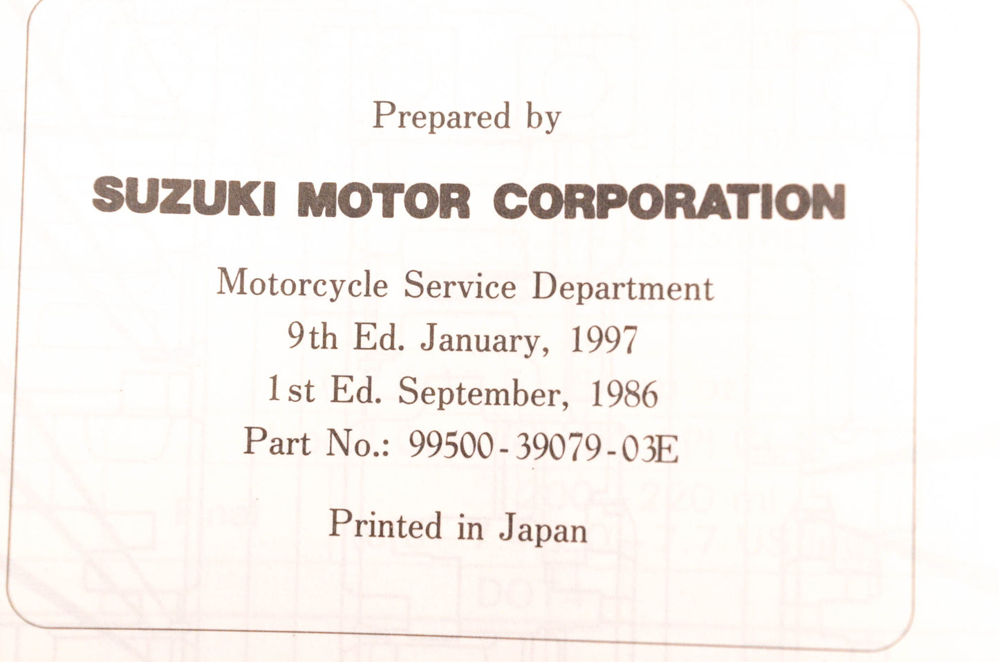 OEM Suzuki 99500-39079-03E VS1400 Service Manual