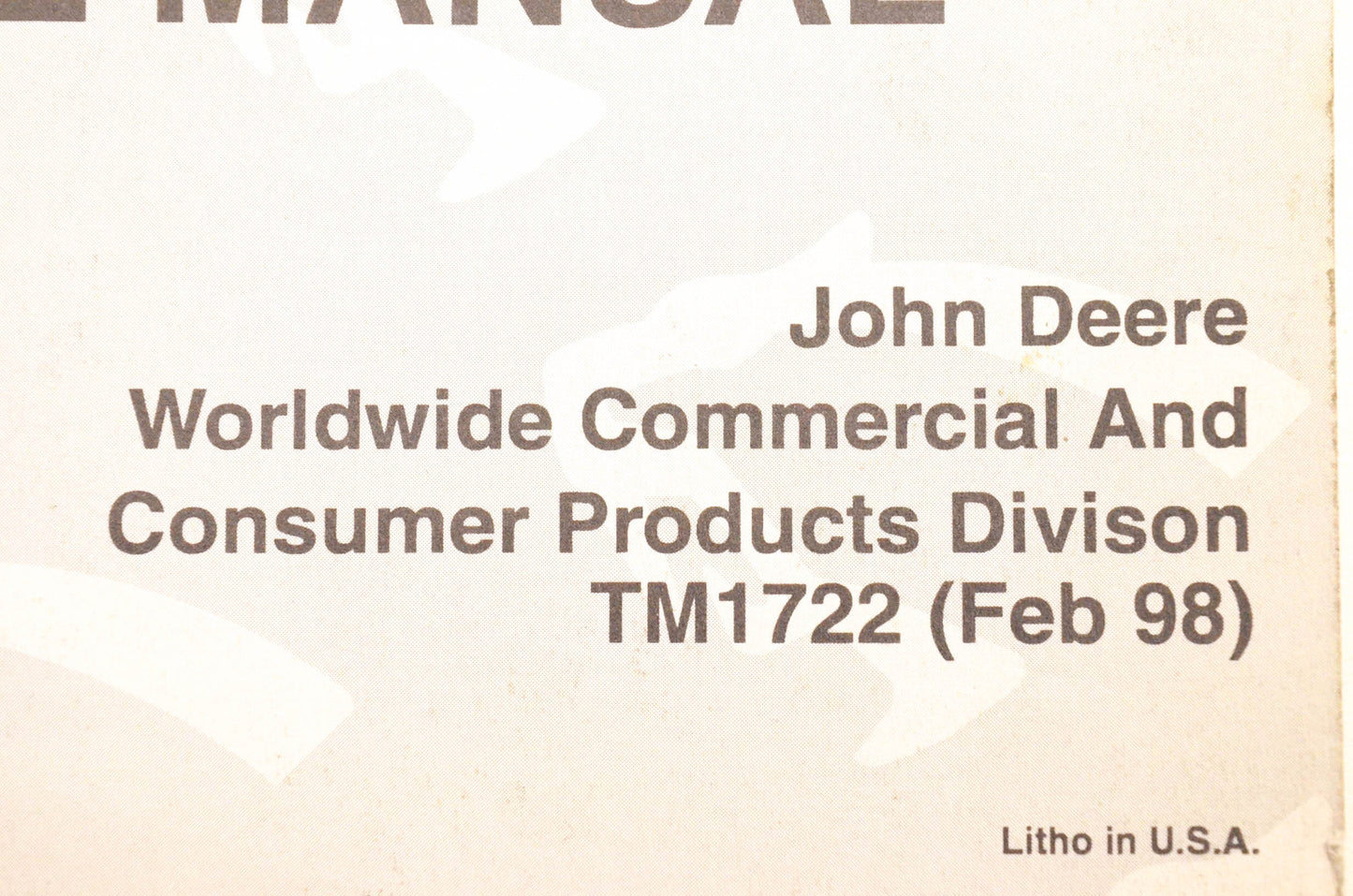 OEM John Deere TM1722 1998 Sabre M10 M21 M23 Mower Technical Manual