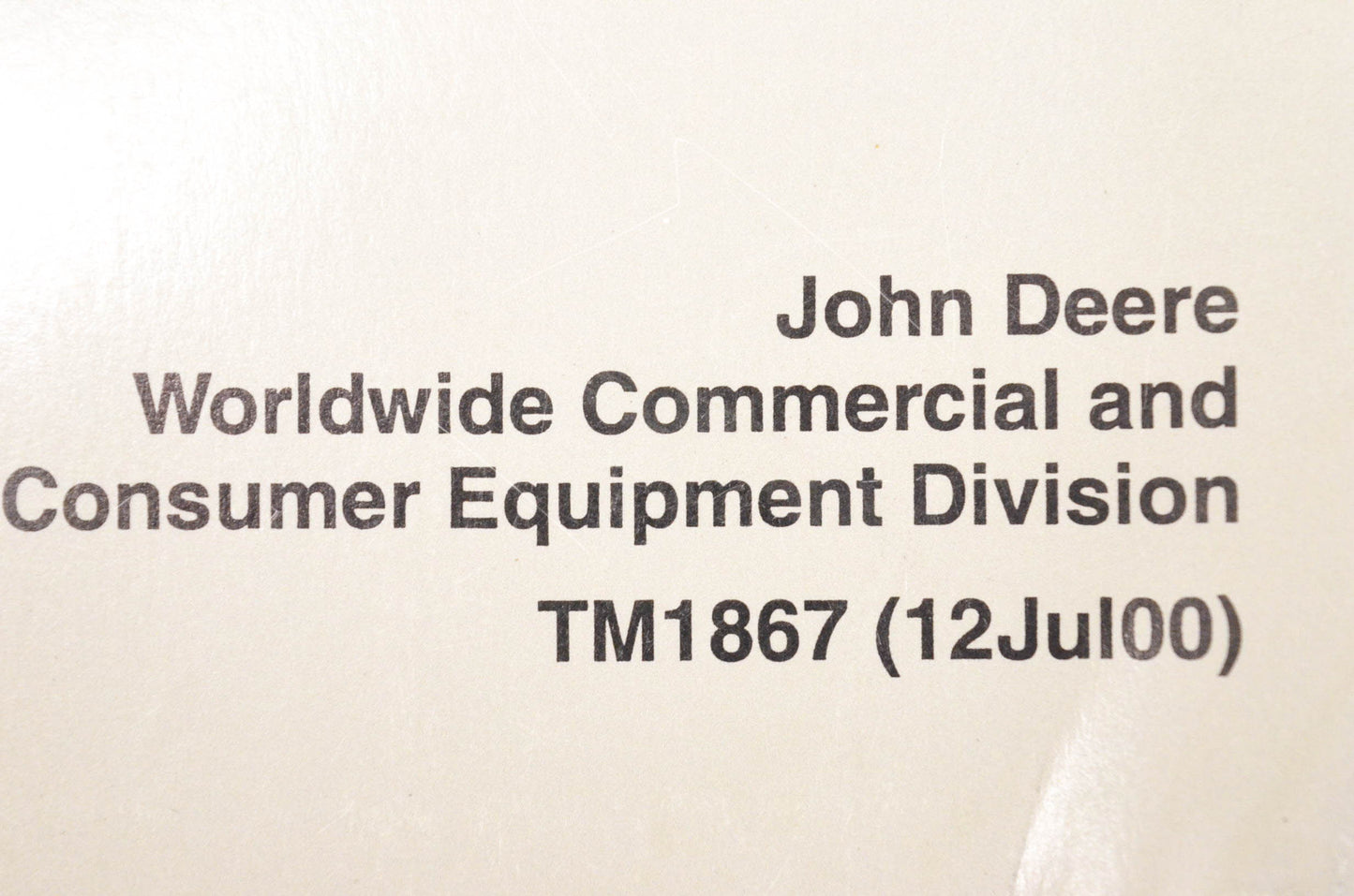 OEM John Deere TM1867 Walk-Behind Snowblower Technical Manual