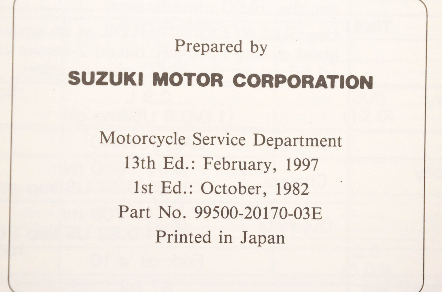 OEM Suzuki 99500-20170-03E DS80 Service Manual