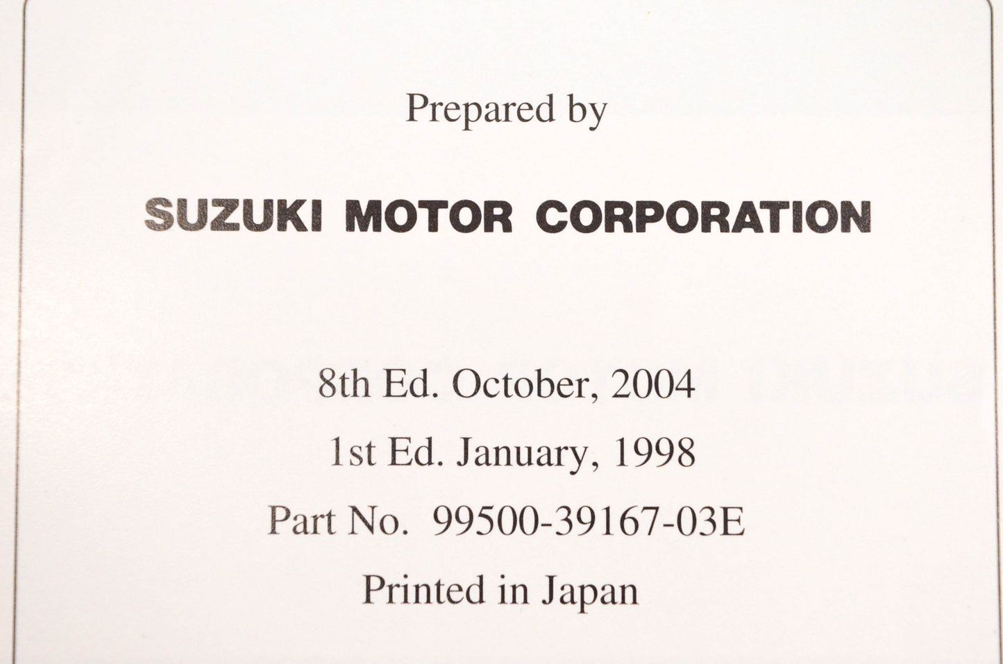 OEM Suzuki 99500-39167-03E VL1500 Service Manual