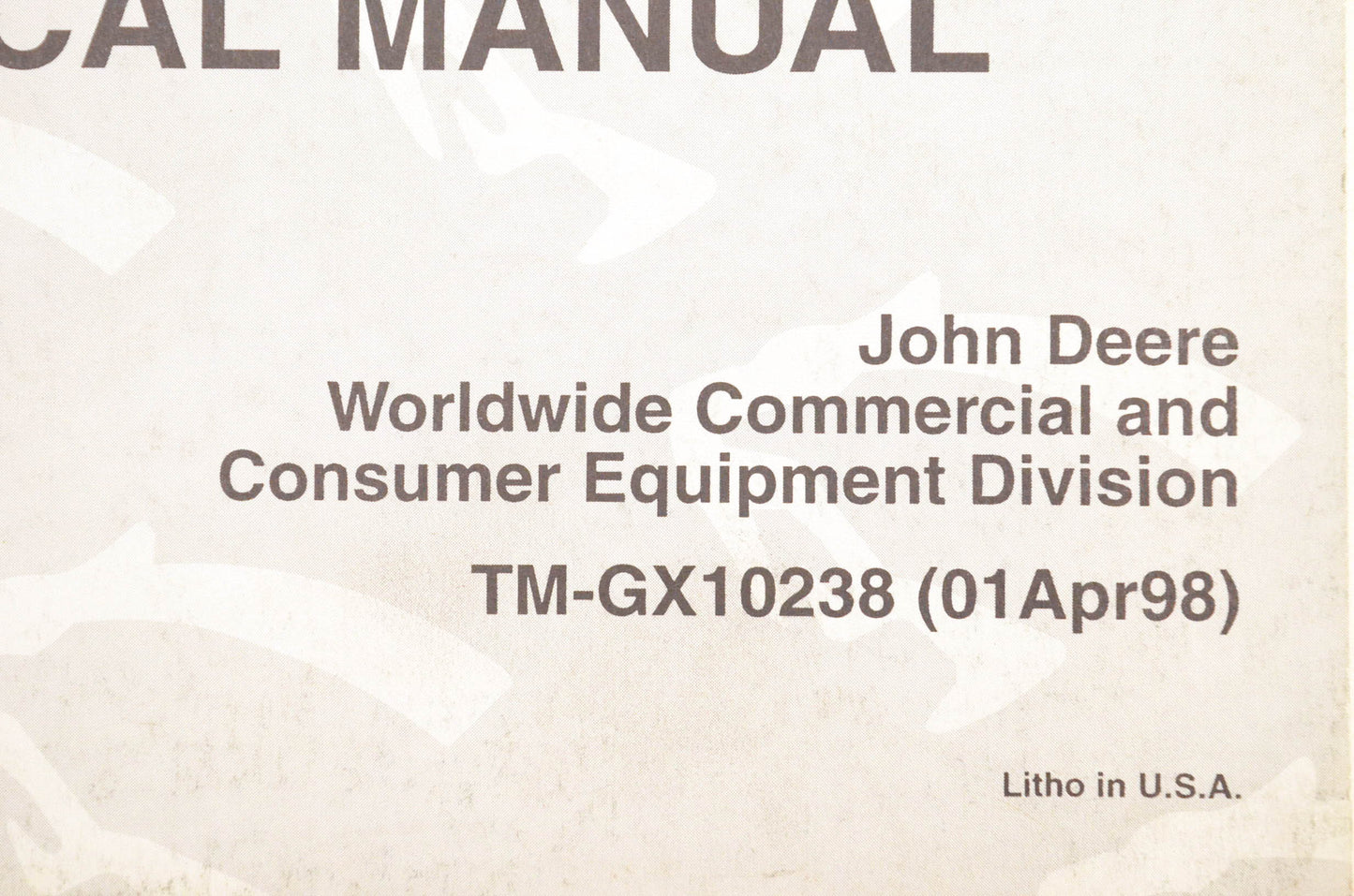 OEM John Deere TM-GX10238, TMGX10238 Sabre Lawn Tractor Technical Manual